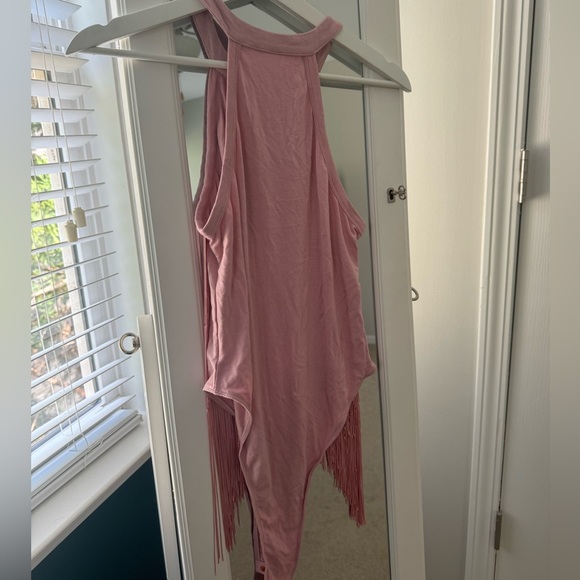Pink Fringe Halter Bodysuit - Picture 3 of 4